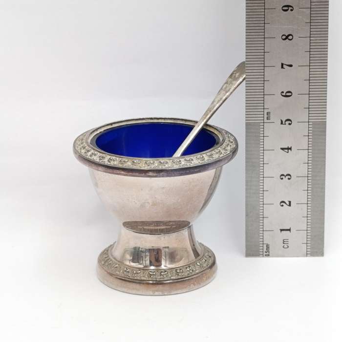 Vintage Silver-plated Mustard pot with spoon