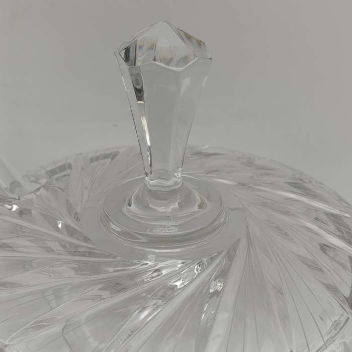Vintage Lead crystal punch bowl with glass ladle and 10 cups