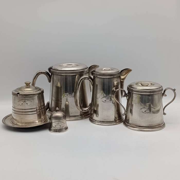Set of 5 SADF command officers Mess Voortrekkerhoogte silverplated pieces