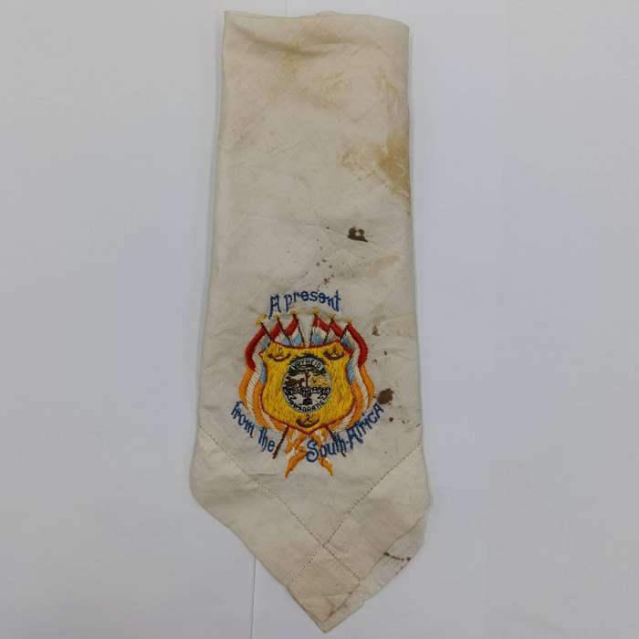 Boer War Orange Free State embroidered silk handkerchief / napkin