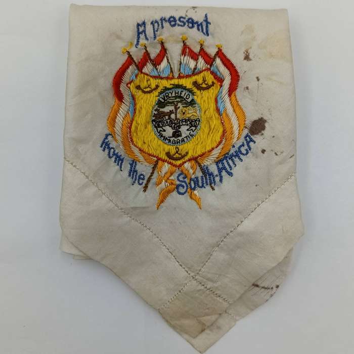 Boer War Orange Free State embroidered silk handkerchief / napkin