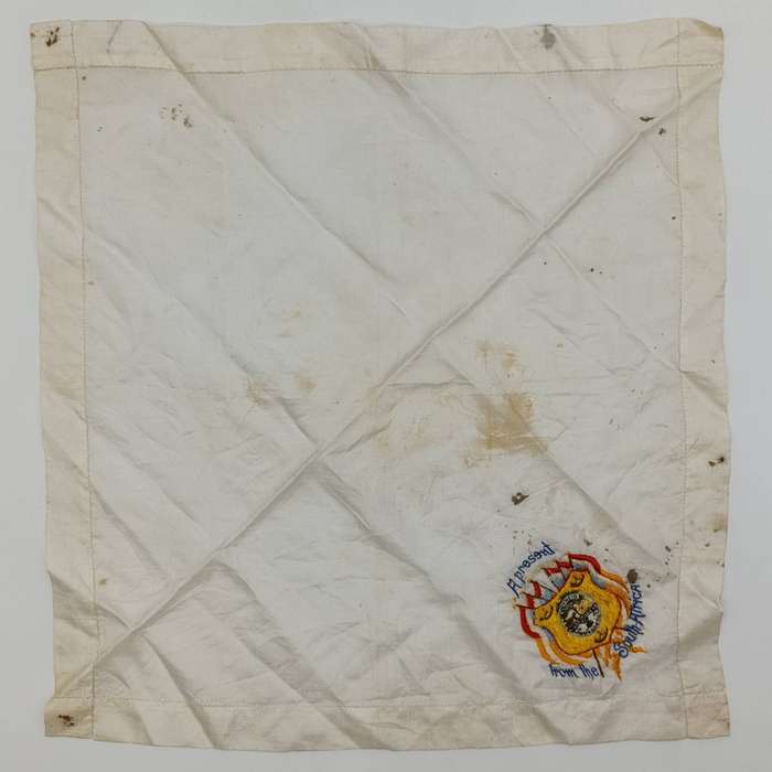 Boer War Orange Free State embroidered silk handkerchief / napkin