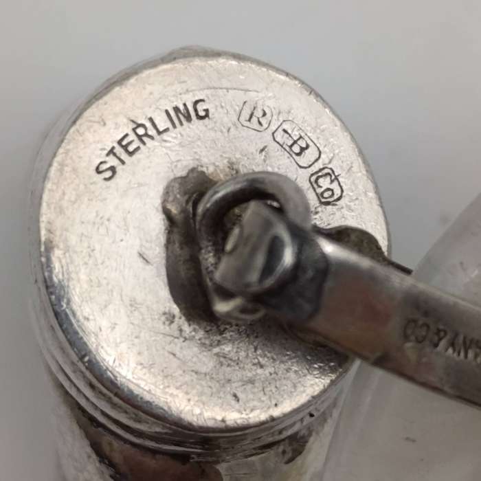 Vintage Tiffany and Co. Sterling silver baby rattle with mother of pearl teething ring