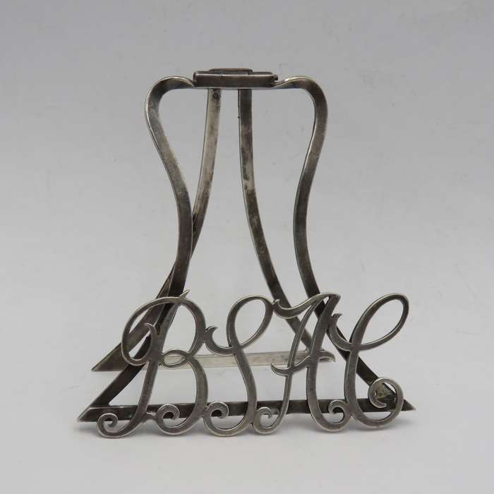 Antique British South African Company Cypher silverplated photo stand - very rare and unusual