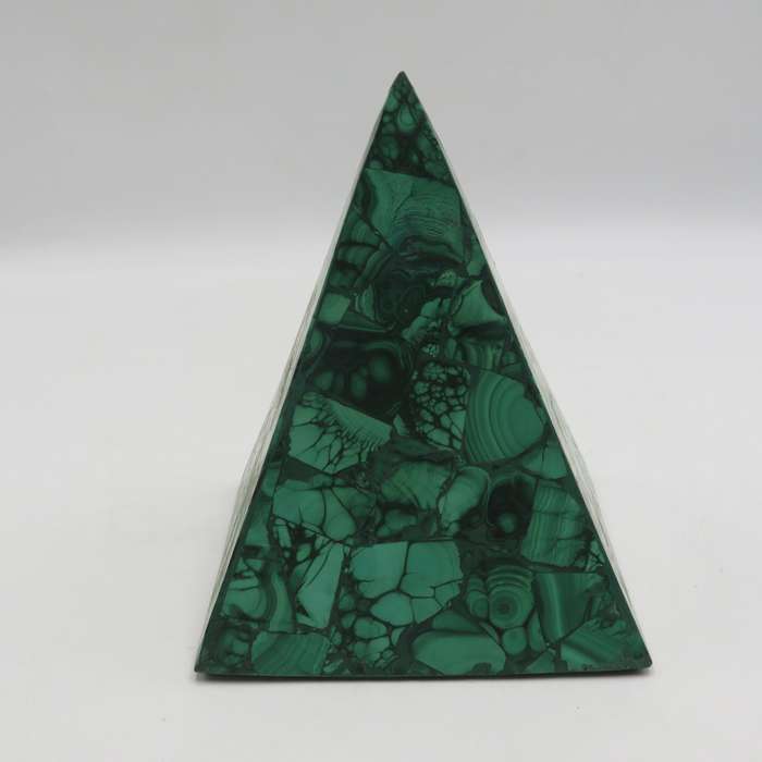 VIntage Malachite stone pyramid sculpture