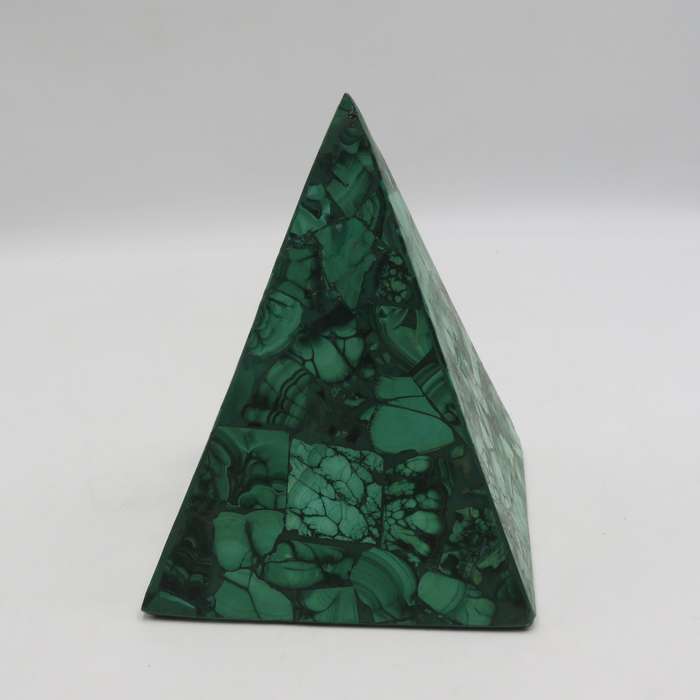 VIntage Malachite stone pyramid sculpture