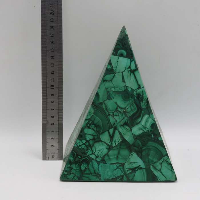 VIntage Malachite stone pyramid sculpture