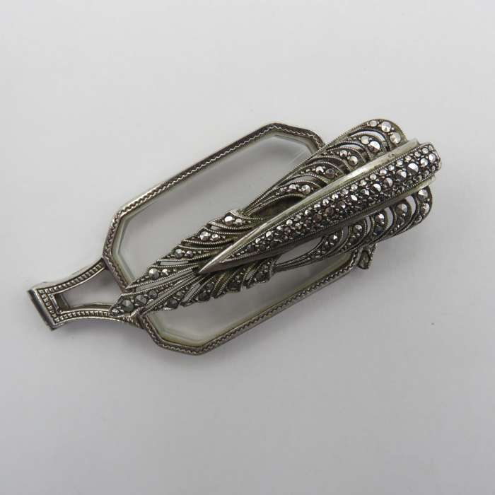 Antique Art Deco sterling silver Lorgnette with Marcasites
