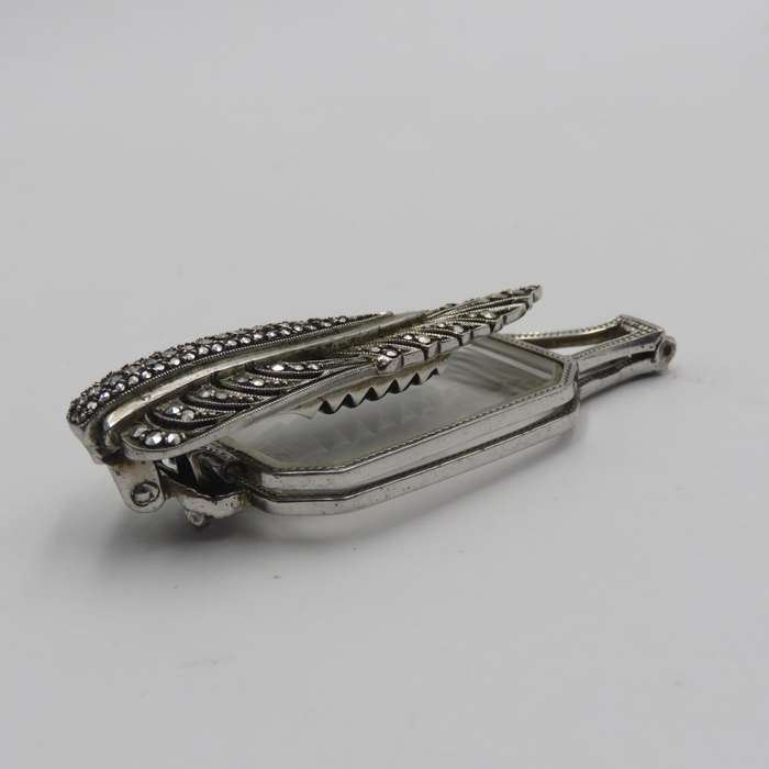 Antique Art Deco sterling silver Lorgnette with Marcasites