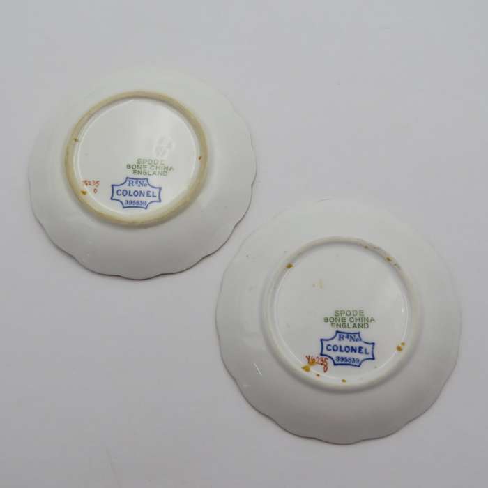 Pair of Vintage Small Spode Colonel pattern mini plates with CR initials