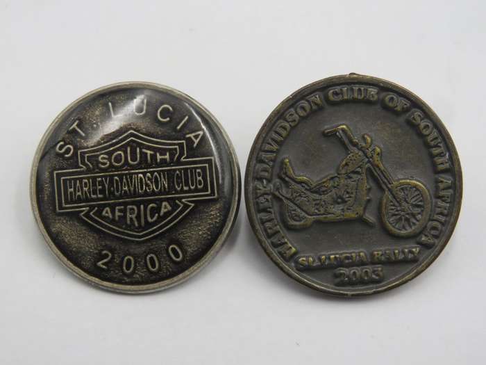 Harley Davidson 2000 & 2003 St Lucia Rally badges