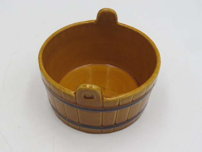 Vintage portuguese ceramic barrel shaped dish with lid