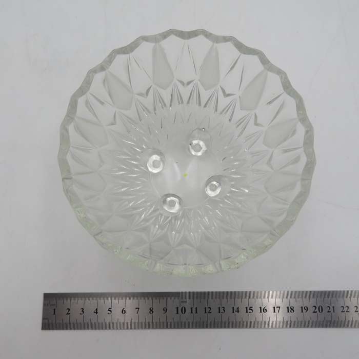 Vintage glass bowl with collection of mini glass vegetables - some has damage