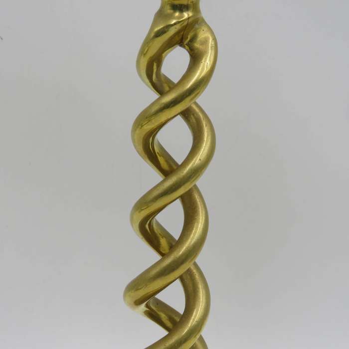 Pair of brass spiral candlesticks - Height 30cm