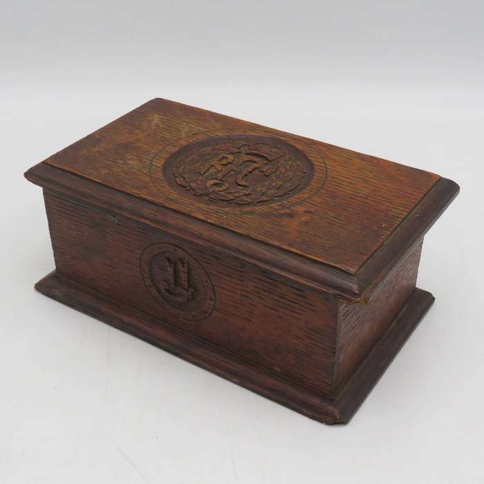 WW1 Royal Flying Corps wooden box of Captain Louis Fleeming Jenkin, M.C with his initials carved -