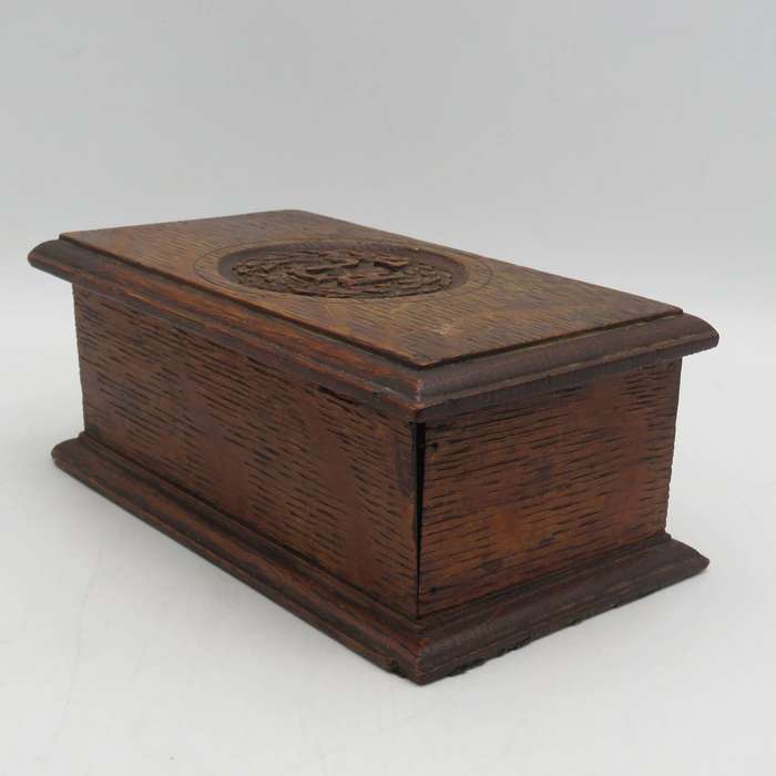 WW1 Royal Flying Corps wooden box of Captain Louis Fleeming Jenkin, M.C with his initials carved -
