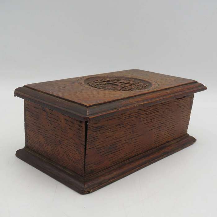 WW1 Royal Flying Corps wooden box of Captain Louis Fleeming Jenkin, M.C with his initials carved -