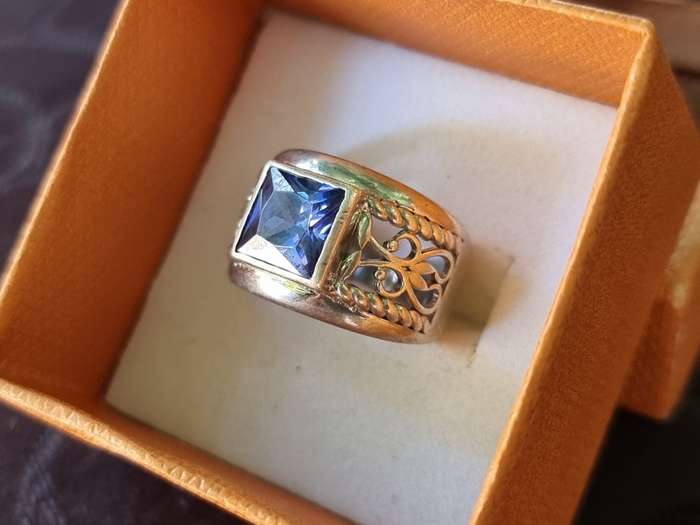 "Blue Sapphire" 925 Sterling Silver Dress Ring