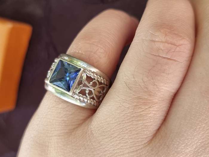 "Blue Sapphire" 925 Sterling Silver Dress Ring