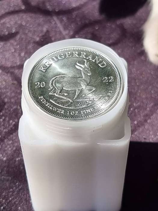 Tube Of 25 X FINE 999.9 Silver Krugerrand Coins \Year 2022 ( 999.9 Fine Silver.)