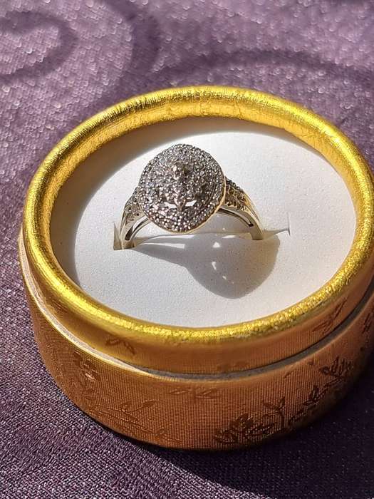0.50 Carat Genuine Diamond Designer Dress Ring Set In 9 CT. White Gold