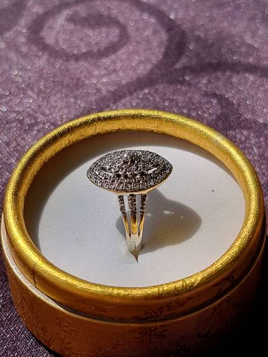 0.50 Carat Genuine Diamond Designer Dress Ring Set In 9 CT. White Gold