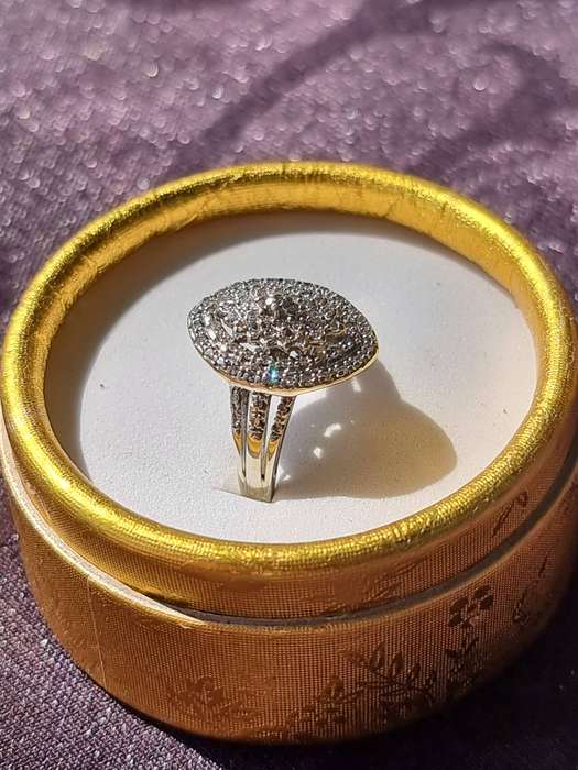 0.50 Carat Genuine Diamond Designer Dress Ring Set In 9 CT. White Gold