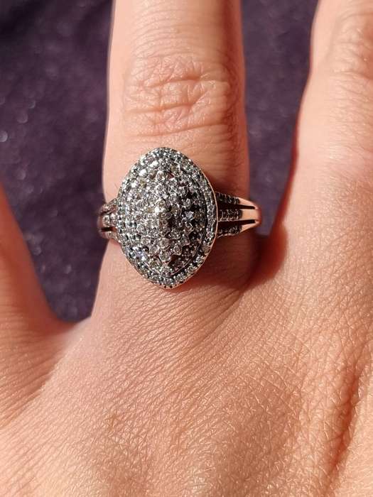 0.50 Carat Genuine Diamond Designer Dress Ring Set In 9 CT. White Gold
