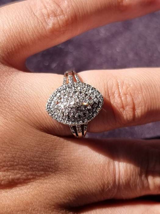 0.50 Carat Genuine Diamond Designer Dress Ring Set In 9 CT. White Gold
