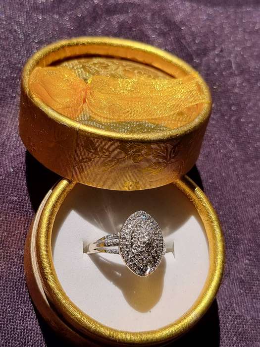 0.50 Carat Genuine Diamond Designer Dress Ring Set In 9 CT. White Gold