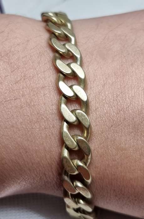 "ITALY CUBAN LINK" 925 Sterling Silver / Gold Plated  Bracelet Chain. ( Genuine Silver. )