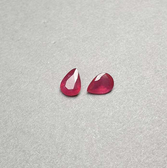 Natural Earth Mined Corundum Ruby -1.40cts Pair