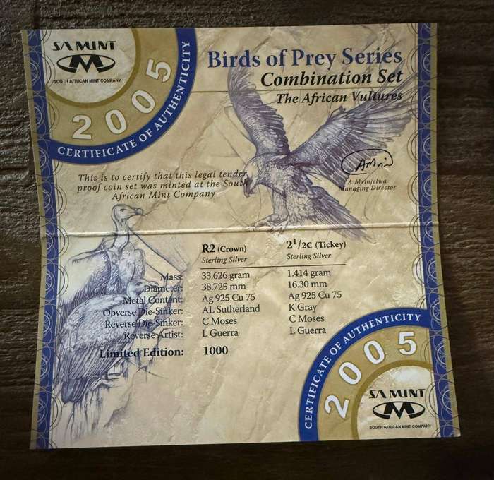 Silver Proof Combo Set R2 Crown and 2 1/2c Tickey - The African Vultures - Mintage 767