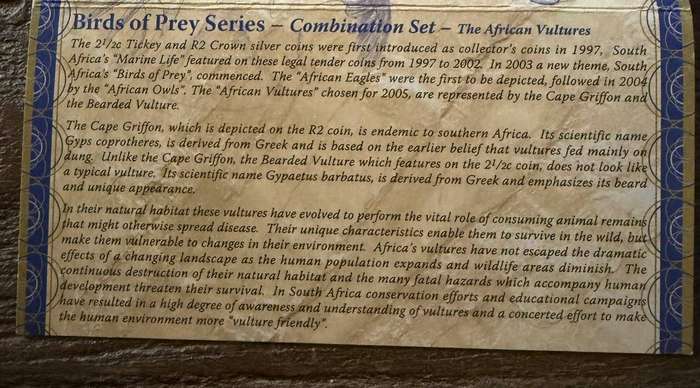 Silver Proof Combo Set R2 Crown and 2 1/2c Tickey - The African Vultures - Mintage 767
