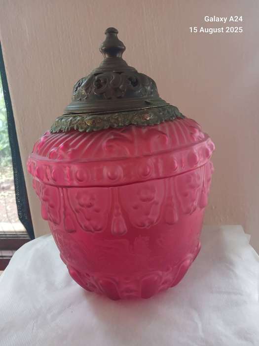 Victorian cranberry glass shade