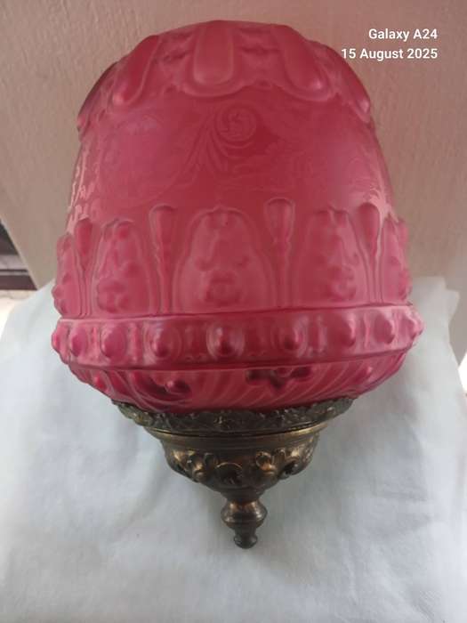 Victorian cranberry glass shade