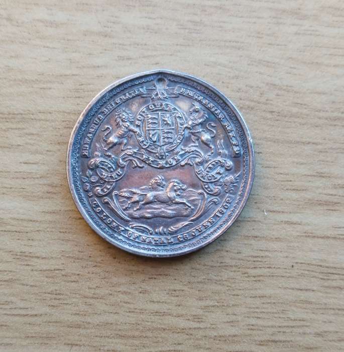 Great Britain King Edward VII Natal 1902 Silver Coronation Medal. 11.32 Grams Silver.