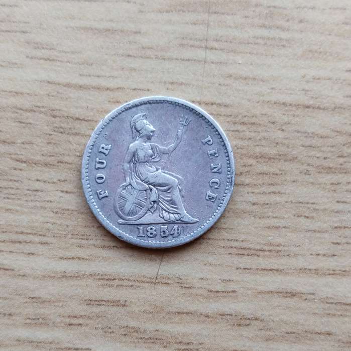 Over stamped Great Britain Queen Victoria silver 1854 / 1864 Four Pence. Great coin!!