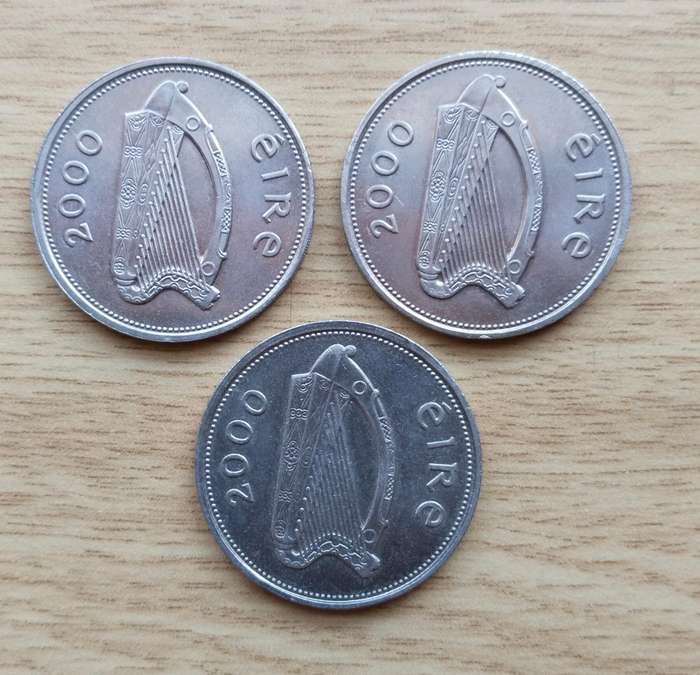 Ireland 2000 Millenium 1£ Coins X 3. One bid takes all.