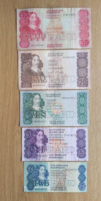 South Africa CL Stals Set Bank Notes. R50-R2 (5 Bank Notes)