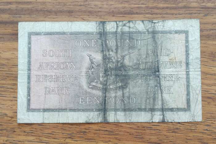 South Africa J Postmus 10 November 1942 One Pound Bank Note. (949)