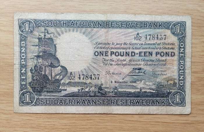 South African J. Postmus 8 November 1940 One Pound. (437)