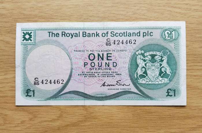 Royal Bank of Scotland 1984 Old One Pound Bank Note.