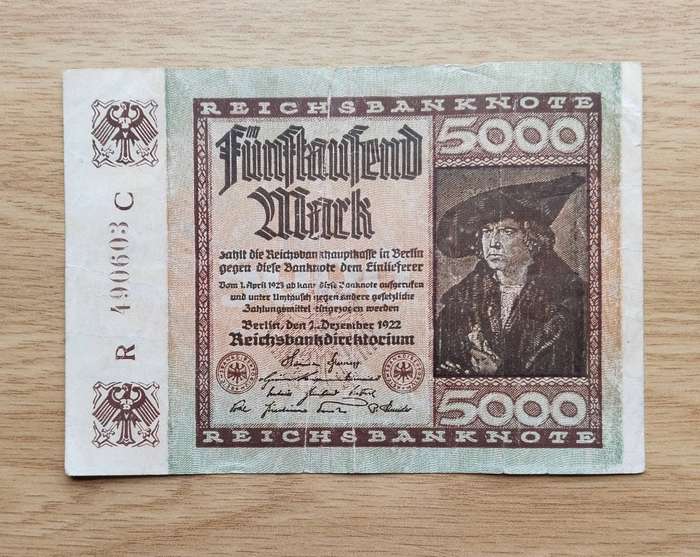 Deutschland 1923 Old 5000 Reichsbanknote