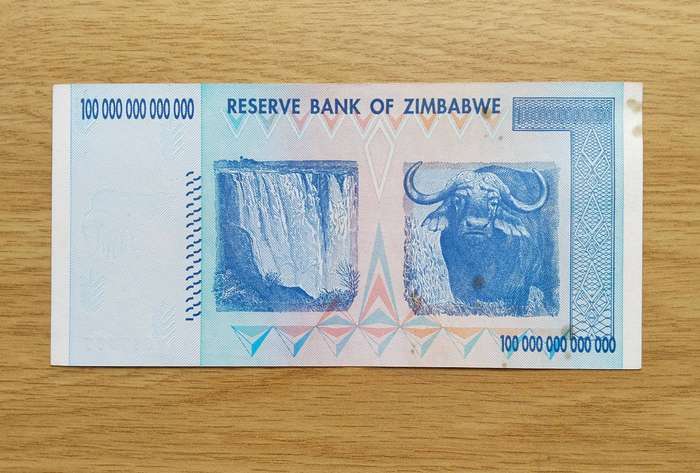 Zimbabwe One Hundred Trillion Dollars Bank Note. (787)