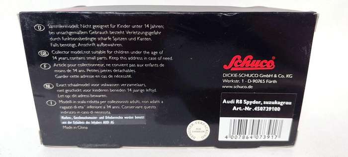 **MINT** 1/43 Schuco Limited Edition Audi R8 Spyder Suzuka Grey (450739100) LE 1000