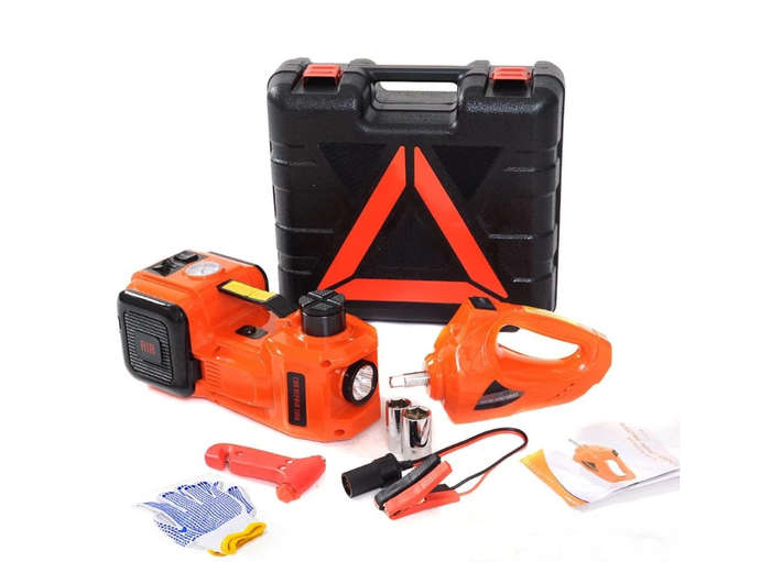 12V Electric Hydraulic Floor Jack Set with Impact Wrench