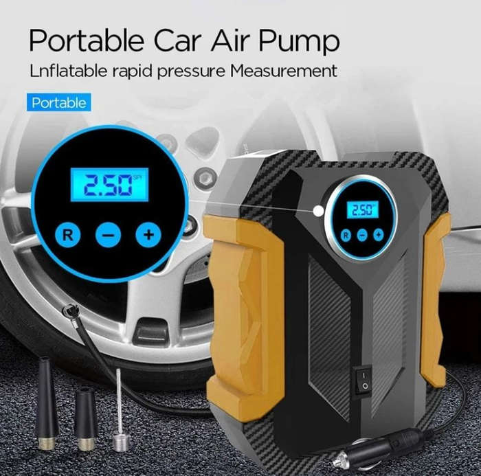 Portable air compressor for car tyres 12V with emergency LED Flashlight