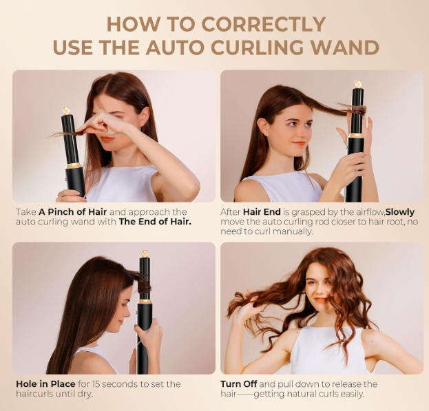 6 in 1 Hair Styler: Blow Dryer with Diffuser, Curling Iron, Volumizer, Straightening Brush