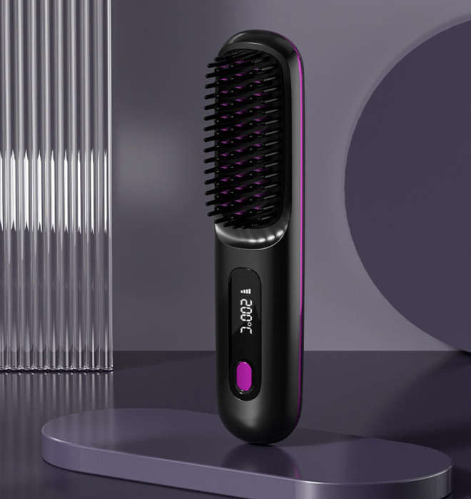 Rechargeable Cordless Hair Straightener Brush, Hot Comb Hair Straightener